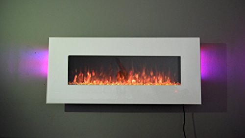 50" White Wall Mounted Electric Fire with Colorful Flames