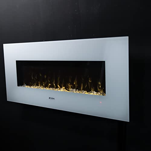 50" White Wall Mounted Electric Fire with Colorful Flames