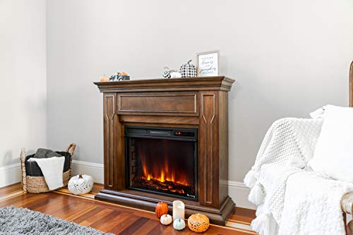 41" Walnut Espresso Electric Fireplace Stove Mantel Surround
