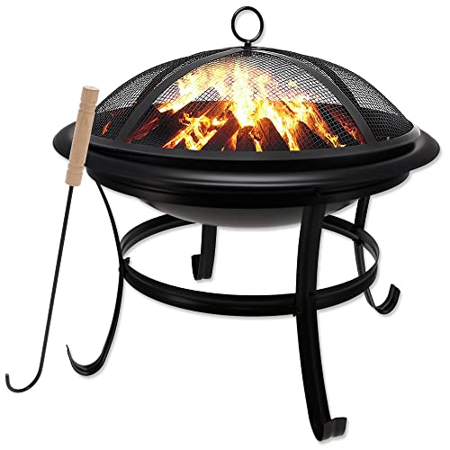 Outdoor Gas Fire Pit with Mesh Lid - Small