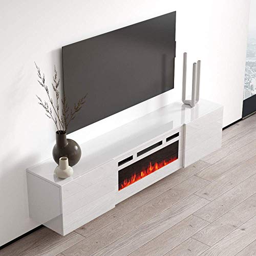 Modern 72" Electric Fireplace TV Stand, Wall Mounted