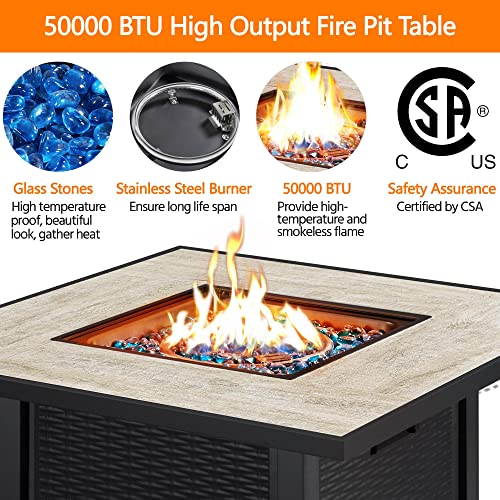 30" Propane Gas Fire Pit Table, 50,000 BTU