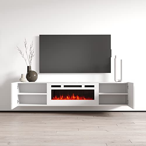 Modern 72" Electric Fireplace TV Stand, Wall Mounted