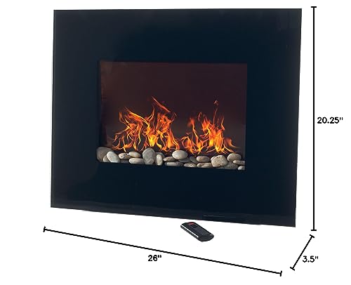 26-Inch Wall-Mounted Electric Fireplace with Remote (Black)