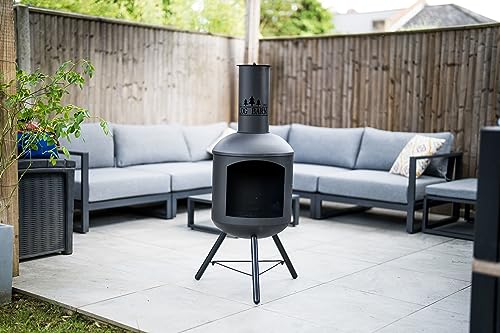Black Steel Firepit - Contemporary Outdoor Chiminea