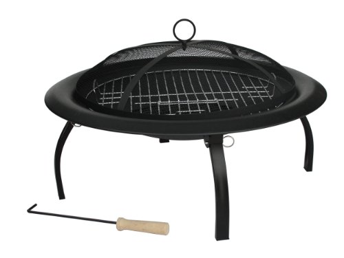 Portable Folding Round Steel Fire Pit with Carrying Bag