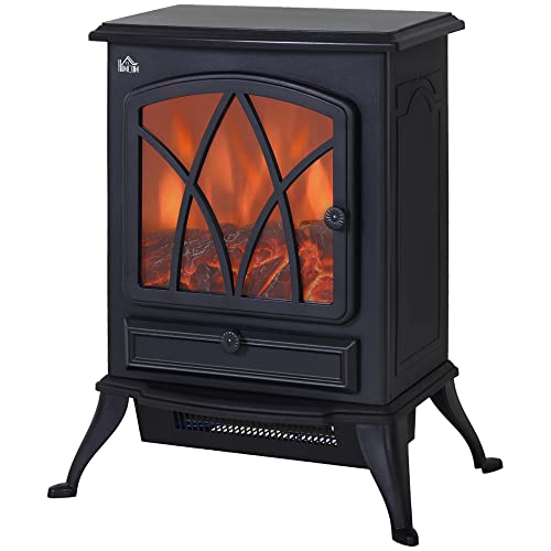 HOMCOM Electric Fireplace Stove with Fan - Black