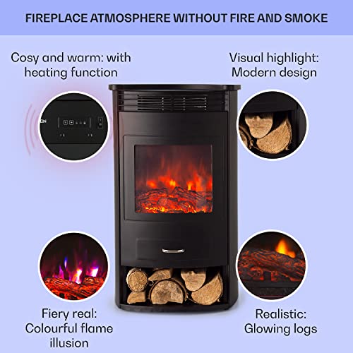 Klarstein Electric Fireplace - Indoor Flame Effect, Adjustable Thermostat