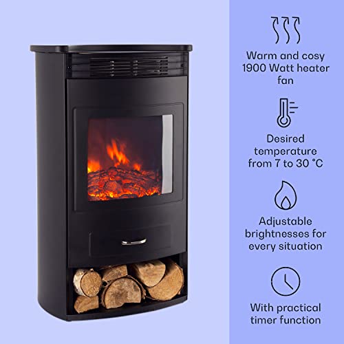 Klarstein Electric Fireplace - Indoor Flame Effect, Adjustable Thermostat