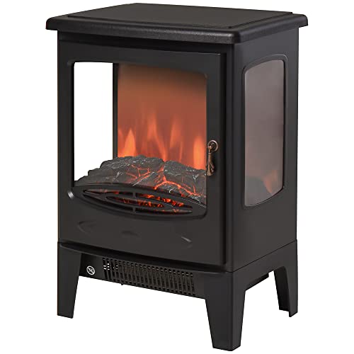 HOMCOM Retro Electric Fireplace Heater with Adjustable Flame