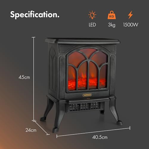 VonHaus Electric Stove Heater – Portable Fireplace
