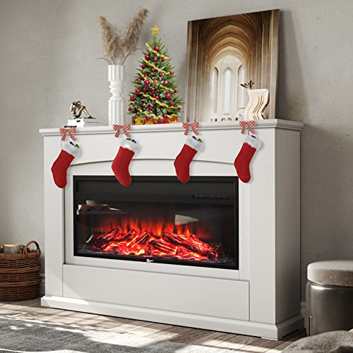 40" White Electric Fireplace Surround with Remote Control