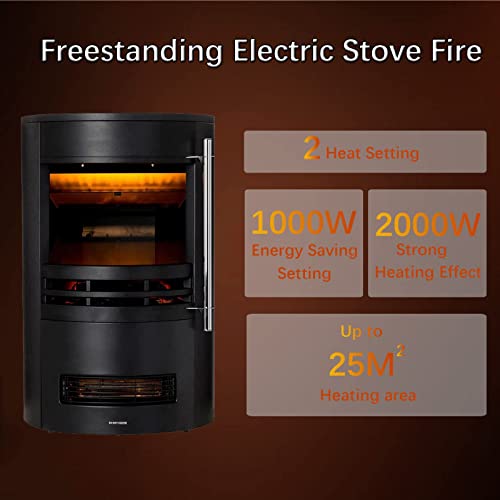 INMOZATA Electric Stove Fire Heater with Realistic Flame