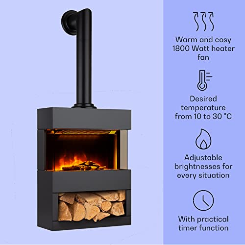 Klarstein Electric Log Burner, 1800W Flame Effect Stove