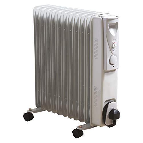 Portable 2500W Oil Filled Radiator Heater - White