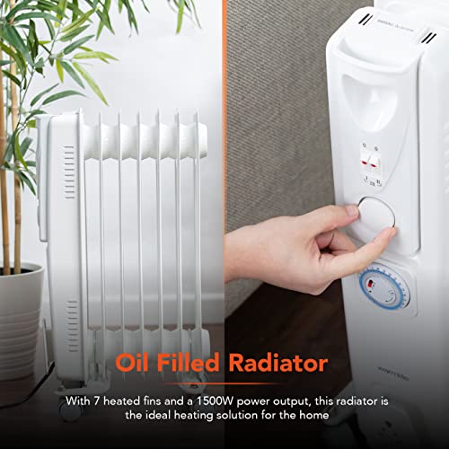 Warmlite Oil Filled Radiator with Timer, White