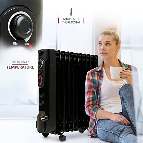 Portable 2500W Electric Heater with Thermostat - Black