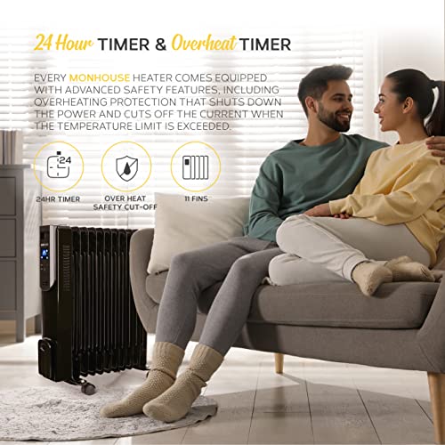 11 Fin Portable Electric Heater with Thermostat & Remote Control