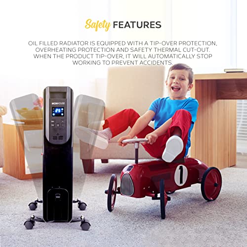 11 Fin Portable Electric Heater with Thermostat & Remote Control