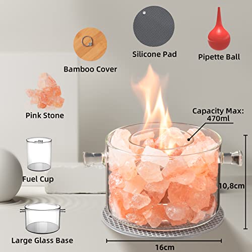 Portable Glass Tabletop Bioethanol Fire Pit for Indoor/Outdoor