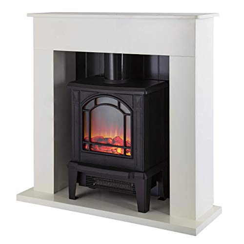 Warmlite Electric Fireplace Suite with Adjustable Thermostat Control