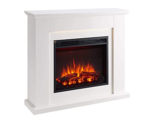 FLAMME Mardella Fireplace - 40" Surround, White, 2kW