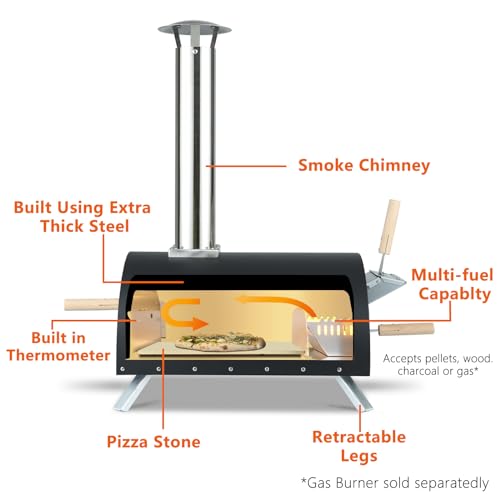 13" Portable Wood Pellet Pizza Oven - Stainless Steel