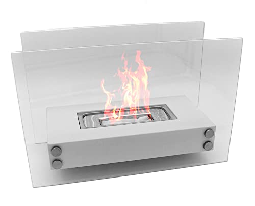 Bio Ethanol Fireplace - Indoor/Outdoor Glass Top Burner (White)