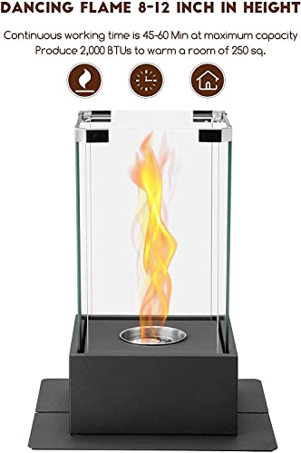 Black Bio Ethanol Tornado Fireplace with Glass