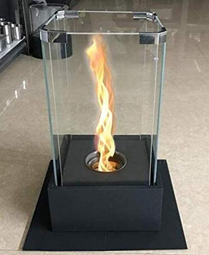Black Bio Ethanol Tornado Fireplace with Glass