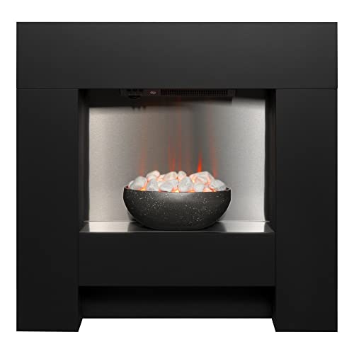36 Inch Adam Cubist Electric Fireplace Suite, Textured Black