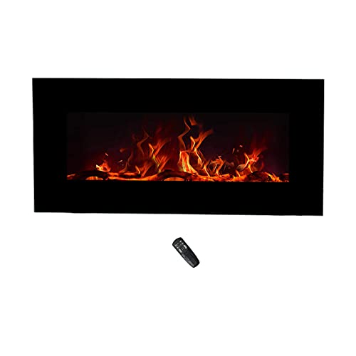 C-Hopetree 34" Electric Fireplace, Wall/Freestanding Heater, Remote Thermostat