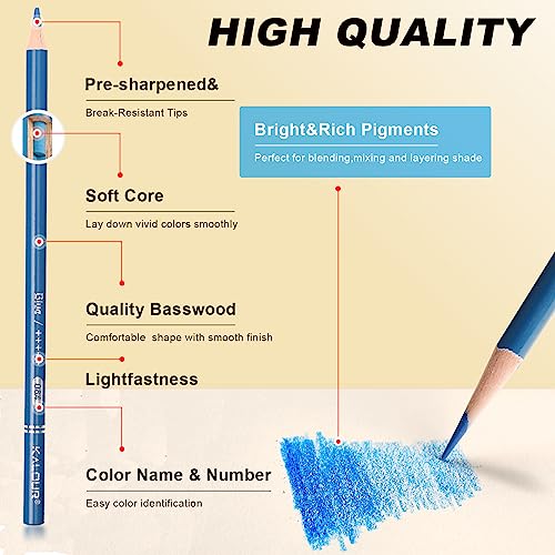 KALOUR 50-Piece Vibrant Colored Pencil Set