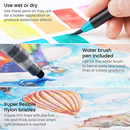 Arteza Real Brush Pens Set with Water Brush