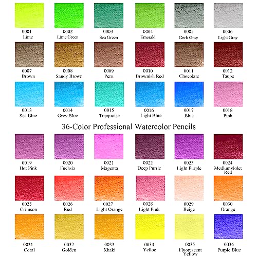 36-Color Watercolor Pencil Set for Artistry
