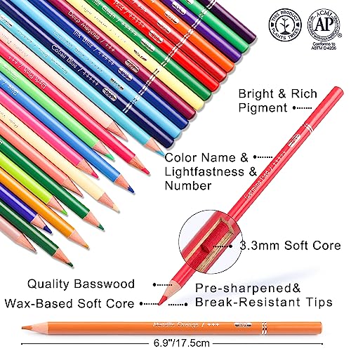 75 Pack Vibrant Soft Colored Pencils for Adults