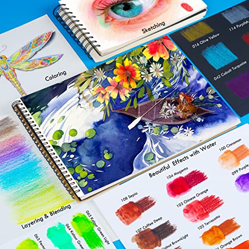 KALOUR 120-Color Watercolor Pencil Set with Brush