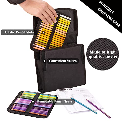 KALOUR 120-Color Watercolor Pencil Set with Brush