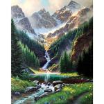 Paint by Numbers Mountain Waterfall Canvas Set