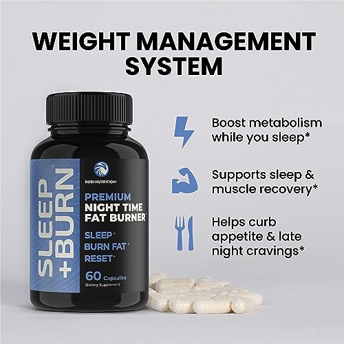 Nobi Nutrition Night Time Fat Burner, Sleep Aid an Appetite Suppressant - Stimulant-Free PM Weight Loss Pills & Metabolism Booster for Men and Women - Healthier Diet Pills - 60 Capsules