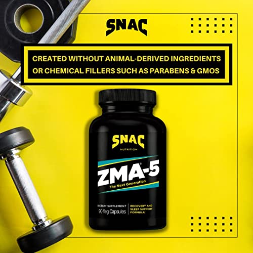 SNAC ZMA-5 Sleep Aid Supplement, Promote Muscle Recovery & Growth, Immune Support, & Restorative Sleep with Zinc, Magnesium & 5-HTP, Post Workout, Before Bed ZMA Supplements 180 Count (2 Pack)