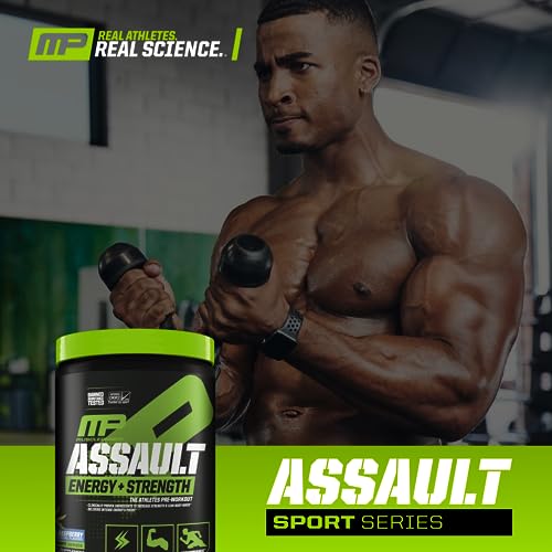 MusclePharm Assault Sport Pre-Workout Powder with High-Dose Energy, Focus, Strength, and Endurance, Blue Raspberry, 30 Servings