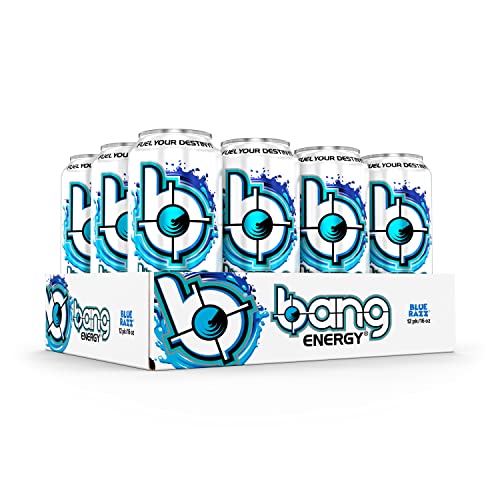 Bang Energy Blue Razz, Sugar-Free Energy Drink, 16-Ounce (Pack of 12)