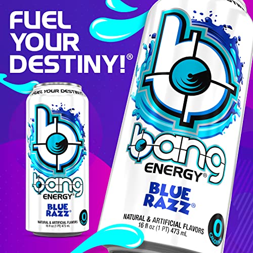 Bang Energy Blue Razz, Sugar-Free Energy Drink, 16-Ounce (Pack of 12)