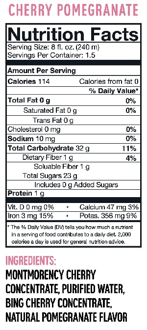 CHERRiSH 100% Tart Cherry Juice (Cherry Pomegranate, 8 Pack)