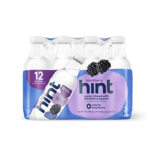 Hint Water Blackberry (Pack of 12), 16 Ounce Bottles, Pure Water Infused with Blackberry, Zero Sugar, Zero Calories, Zero Sweeteners, Zero Preservatives, Zero Artificial Flavors