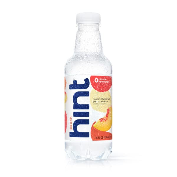 Hint Water Peach, Pure Water Infused with Peach, Zero Sugar, Zero Calories, Zero Sweeteners, Zero Preservatives, Zero Artificial Flavors,16 Fl Oz (Pack of 12)