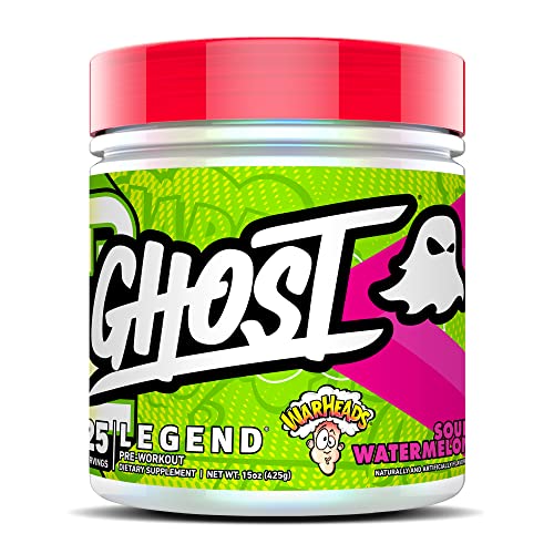 GHOST Legend V2 Pre-Workout Energy Powder, Warheads Sour Watermelon- 25 Servings - Caffeine, L-Citrulline, & Beta Alanine Blend for Energy Focus & Pumps - Free of Soy, Sugar & Gluten, Vegan