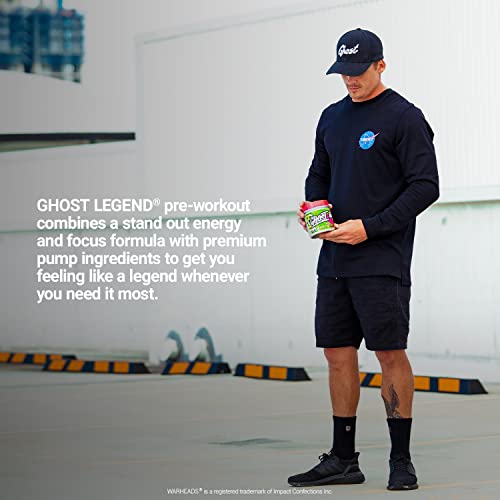 GHOST Legend V2 Pre-Workout Energy Powder, Warheads Sour Watermelon- 25 Servings - Caffeine, L-Citrulline, & Beta Alanine Blend for Energy Focus & Pumps - Free of Soy, Sugar & Gluten, Vegan