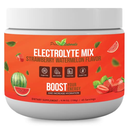 Pride Naturals Electrolyte Powder, No Sugar Hydration Drink for Energy and Immune Support, Sugar Free Keto Electrolytes Powder with Vitamin C, Calcium, Potassium, Zinc (198g, Strawberry Watermelon)